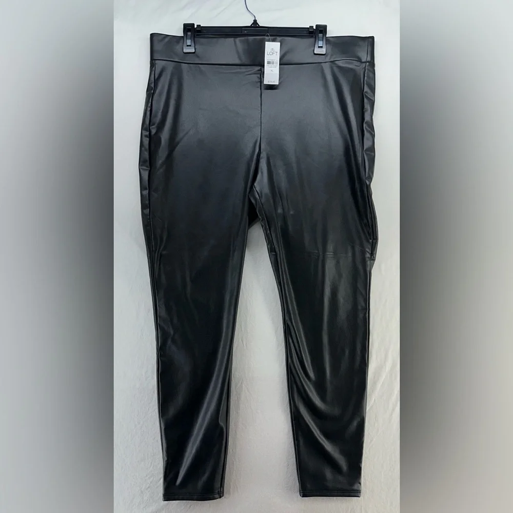 NEW Loft‎ Women's Black Faux Leather Skinny Ankle Pants Size XL Whimsigoth